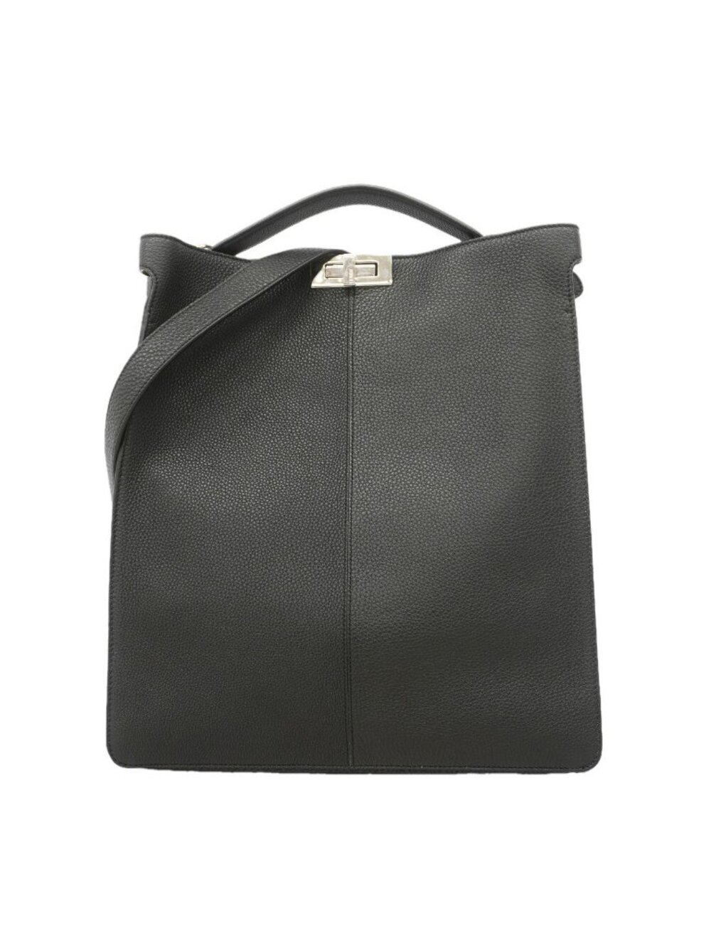 Fendi Handbag Peekaboo ISeeU Leather Black Silver 2-Way Bag